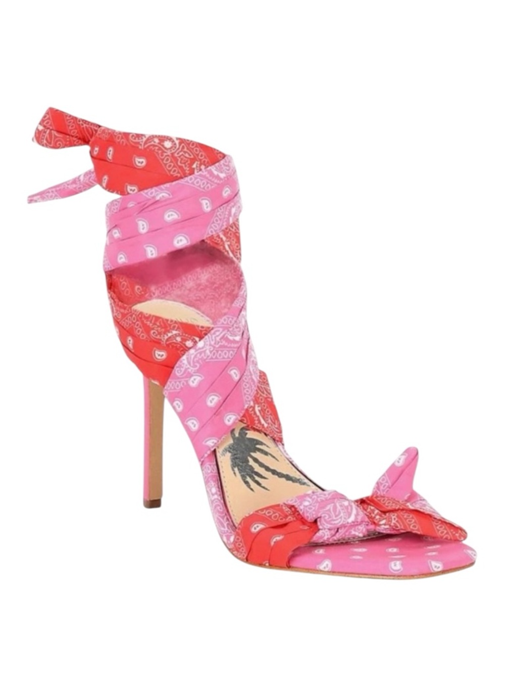 Gianni Bini X Dannijo Misch Bandana Colorblock Ankle Wrap Bow Pink Sandals